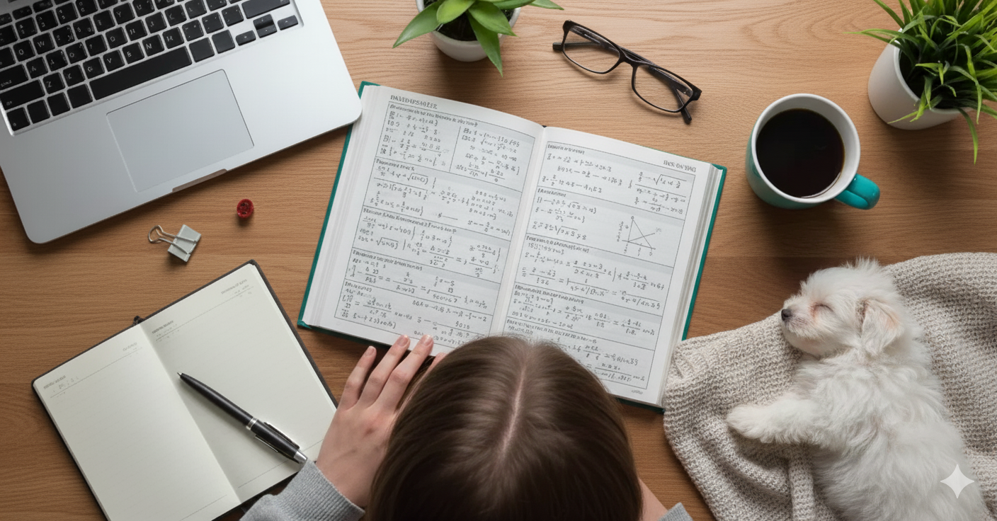 Proprietario che studia la guida con il suo cane accanto